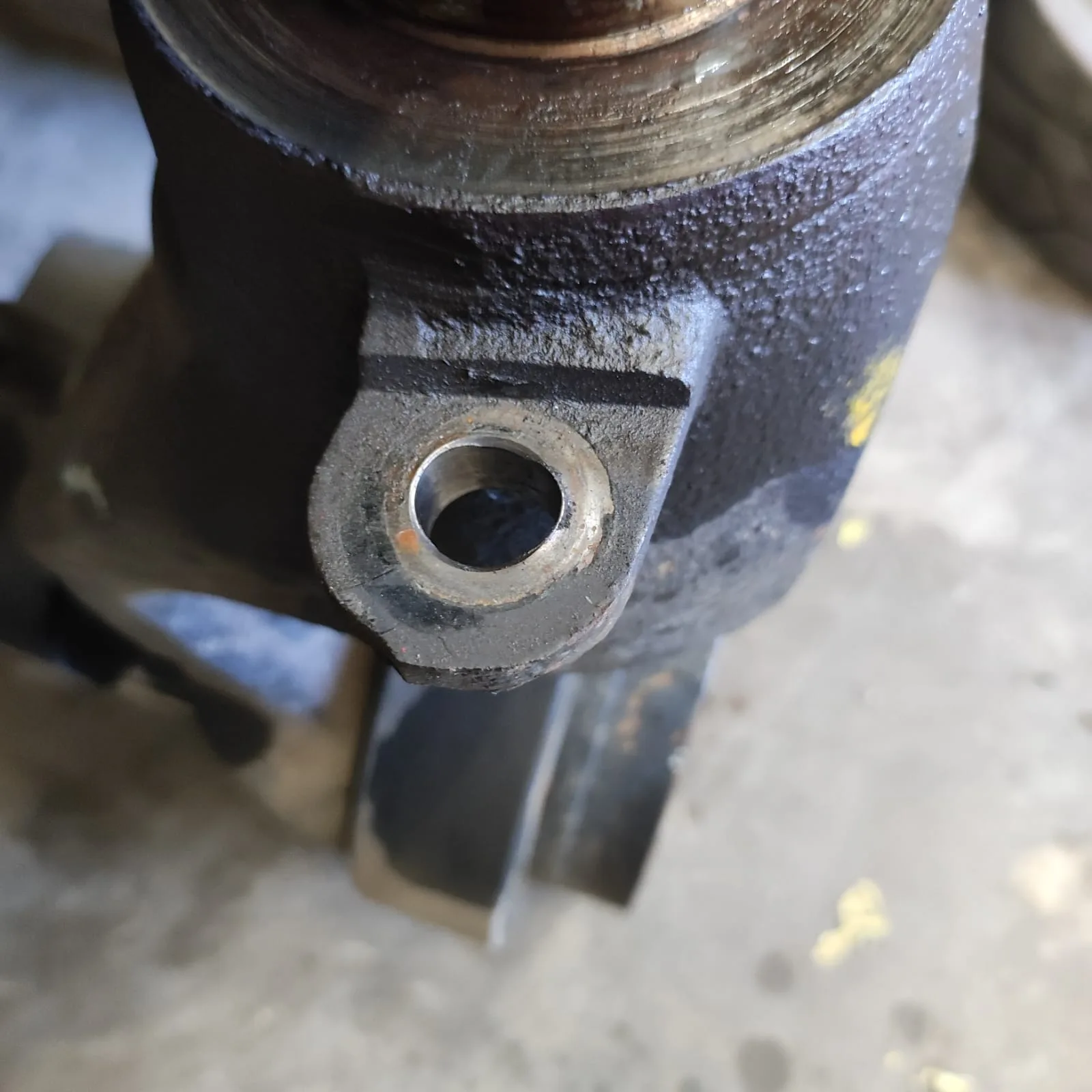 Worn pin bore found during strip-down